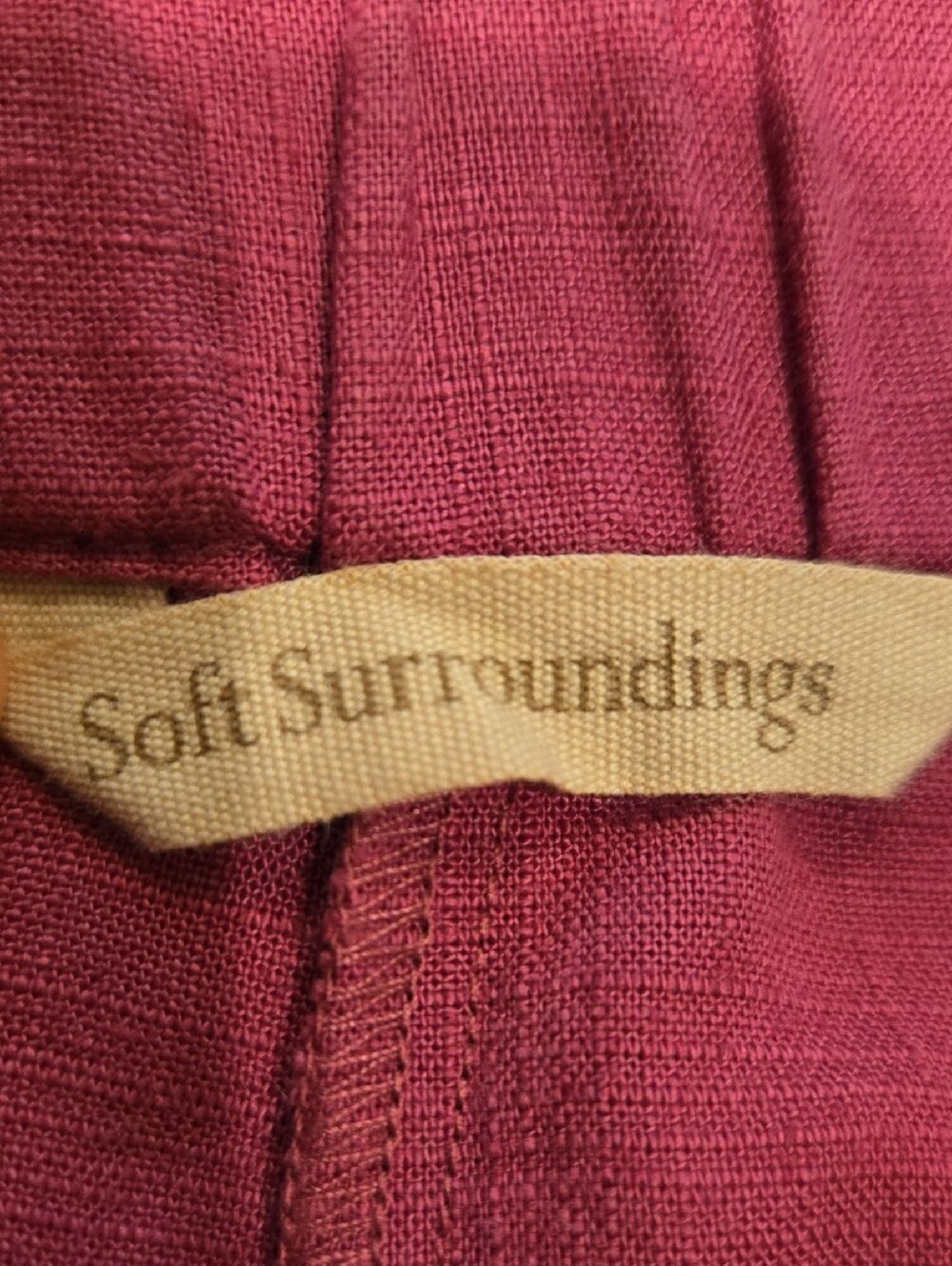 Soft Surroundings Raspberry Magenta Elastic-Waist Linen-Blend Pants - Picture 2 of 10